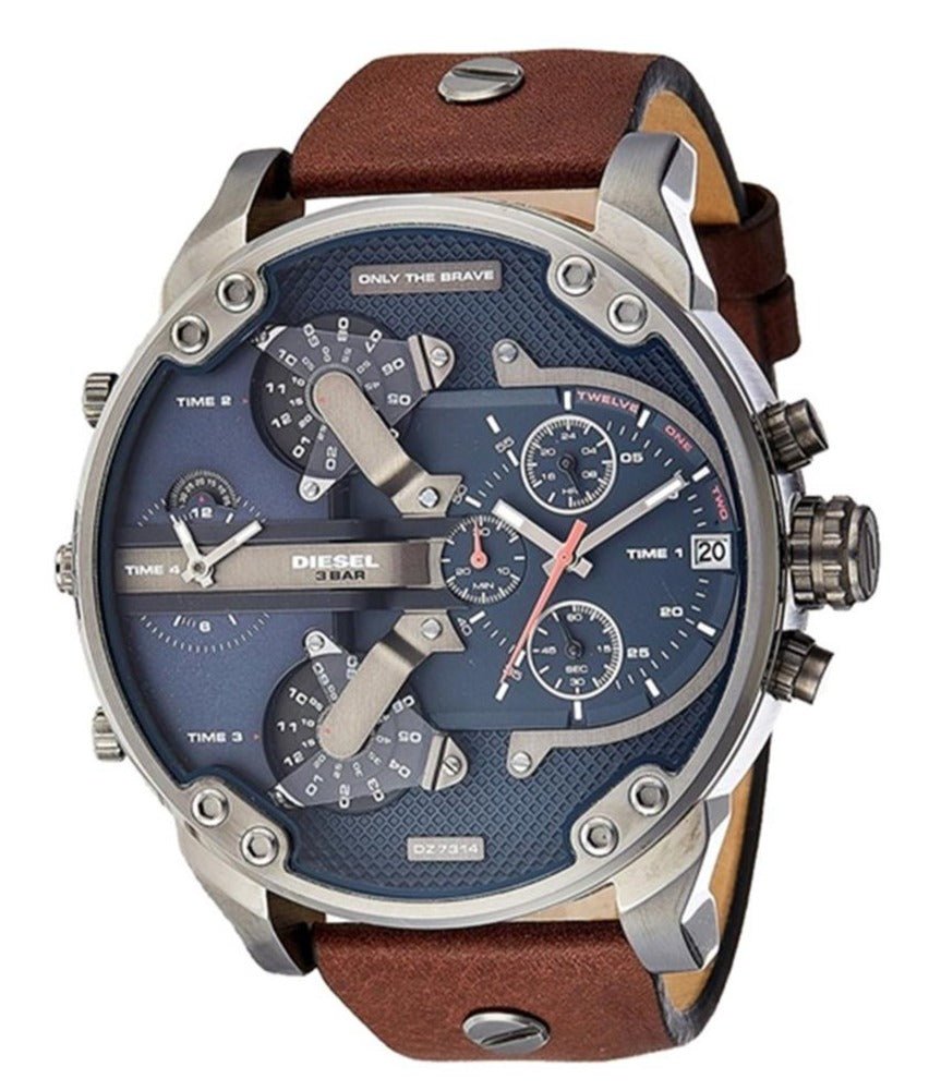  Shop Authentic Diesel Mr Daddy Blue Dial Brown Leather Strap Watch For Men - DZ7314 - Luxxuri