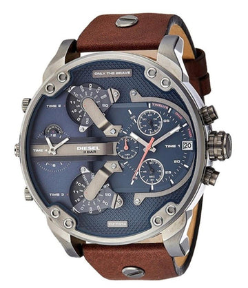  Shop Authentic Diesel Mr Daddy Blue Dial Brown Leather Strap Watch For Men - DZ7314 - Luxxuri