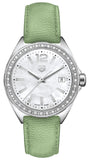  Shop Authentic Tag Heuer Formula 1 Quartz Diamonds Mother of Pearl Dial Green Leather Strap Watch for Women - WBJ131A.FC8249 - Luxxuri