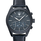  Shop Authentic Maserati Traguardo Black Leather Strap Quartz Black Dial Watch For Men - R8871612019 - Luxxuri