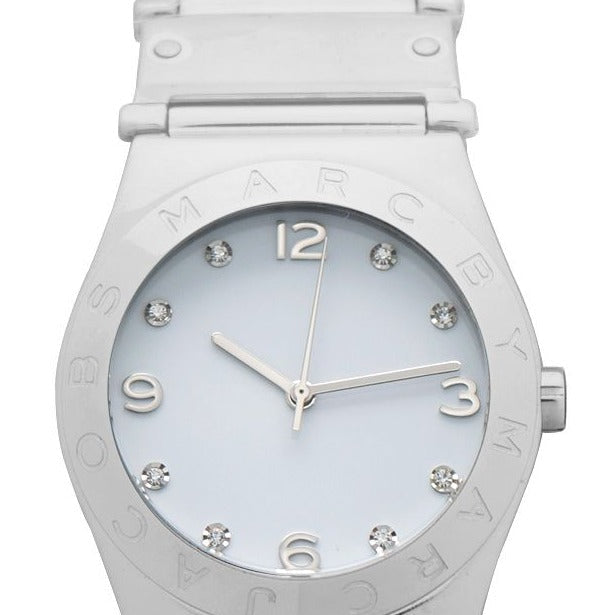 Marc Jacobs Amy White Dial Silver Steel Strap Watch for Women - MBM8518