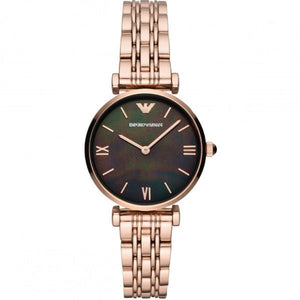  Shop Authentic Emporio Armani Gianni T-Bar Black Dial Rose Gold Strap Watch For Women - AR11145 - Luxxuri