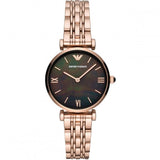  Shop Authentic Emporio Armani Gianni T-Bar Black Dial Rose Gold Strap Watch For Women - AR11145 - Luxxuri