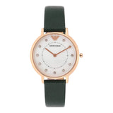  Shop Authentic Emporio Armani Mother of Pearl Dial Green Leather Strap Watch For Women - AR11150 - Luxxuri