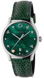  Shop Authentic Gucci G-Timeless Mother of Pearl Green Dial Green Leather Strap Watch For Women - YA1264042 - Luxxuri