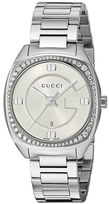  Shop Authentic Gucci GG2570 Diamonds White Dial Silver Steel Strap Watch For Women - YA142506 - Luxxuri