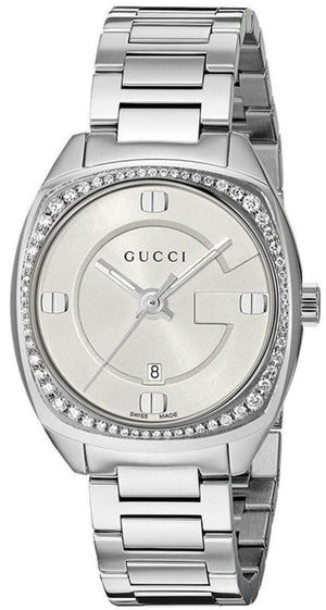  Shop Authentic Gucci GG2570 Diamonds White Dial Silver Steel Strap Watch For Women - YA142506 - Luxxuri
