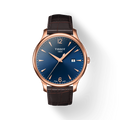 Tissot T Classic Tradition Blue Dial Brown Leather Strap Watch For Men - T063.610.36.047.00
