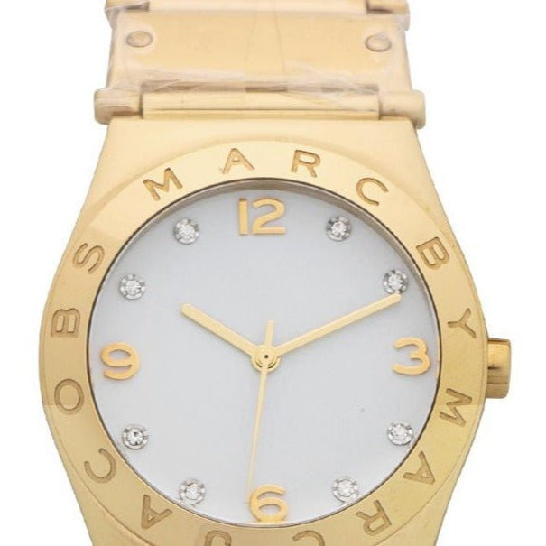 Marc Jacobs Amy White Dial Gold Steel Strap Watch for Women - MBM8519