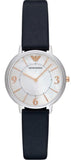  Shop Authentic Emporio Armani Kappa White Mother of Pearl Dial Black Leather Strap Watch For Women - AR2509 - Luxxuri