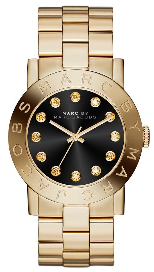  Shop Authentic Marc Jacobs Amy Glitz Black Dial Gold Steel Strap Watch for Women - MBM3334 - Luxxuri