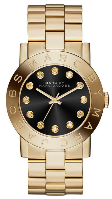  Shop Authentic Marc Jacobs Amy Glitz Black Dial Gold Steel Strap Watch for Women - MBM3334 - Luxxuri
