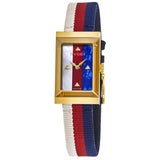  Shop Authentic Gucci G-Frame Mother of Pearl Dial White Blue Red Nylon Strap Watch For Women - YA147405 - Luxxuri