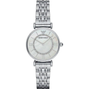  Shop Authentic Emporio Armani Gianni T-Bar Mother of Pearl Dial Silver Stainless Steel Watch For Women - AR1908 - Luxxuri