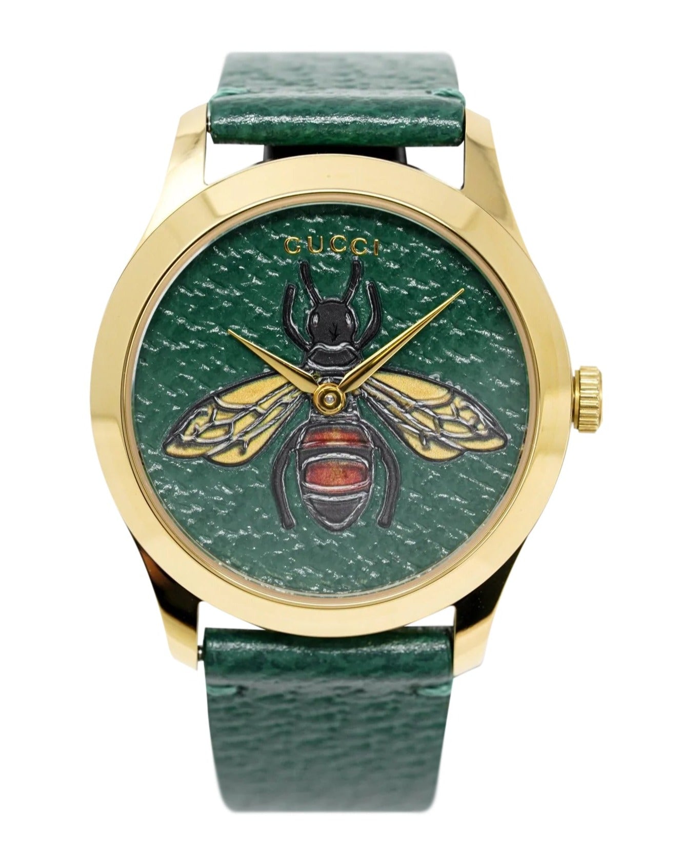  Shop Authentic Gucci G Timeless Bee Green Dial Green Leather Strap Watch For Women - YA1264065 - Luxxuri