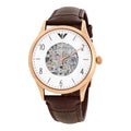  Shop Authentic Emporio Armani Meccanico White Dial Brown Leather Strap Watch For Men - AR1920 - Luxxuri