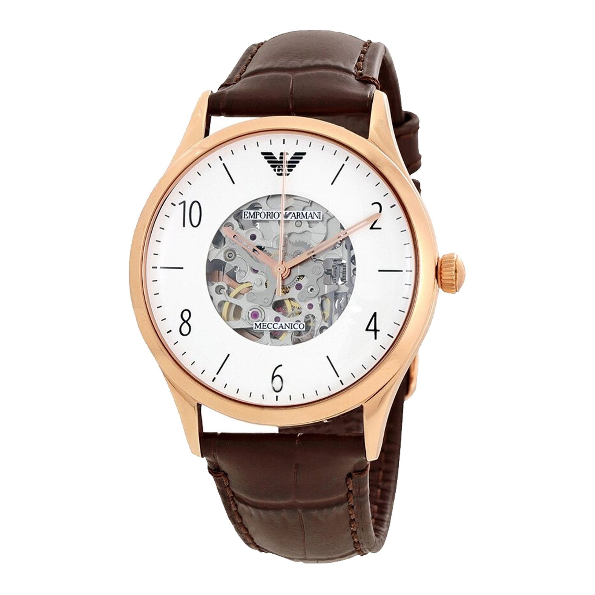  Shop Authentic Emporio Armani Meccanico White Dial Brown Leather Strap Watch For Men - AR1920 - Luxxuri