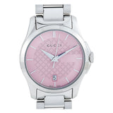  Shop Authentic Gucci G Timeless Pink Dial Silver Steel Strap Watch For Women - YA126524 - Luxxuri