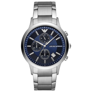  Shop Authentic Emporio Armani Renato Chronograph Blue Dial Silver Steel Strap Watch For Men - AR11164 - Luxxuri