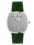  Shop Authentic Gucci Grip Silver Dial Green Leather Strap Unisex Watch - YA157412 - Luxxuri