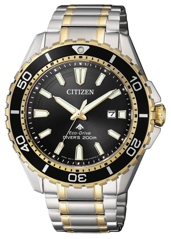 Shop Authentic Citizen Eco Drive Promaster Diver Black Dial Two Tone Steel Strap Watch For Men - BN0194-57E - Luxxuri