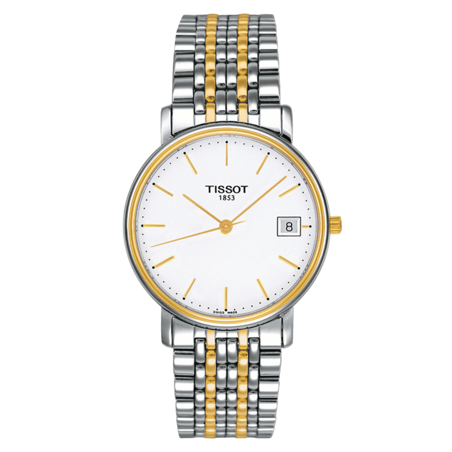 Tissot Desire White Dial Two Tone Mesh Bracelet Two Tone Steel Watch For Men - T52.2.481.31