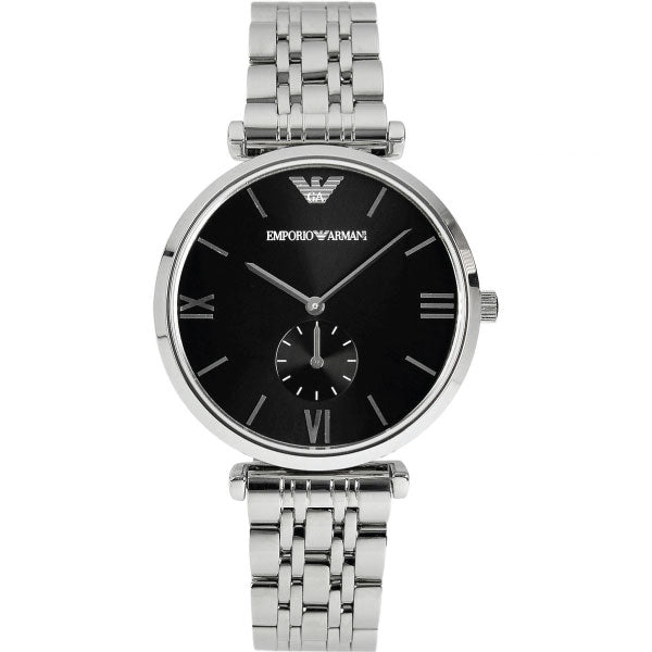  Shop Authentic Emporio Armani Retro Black Dial Silver Steel Strap Watch For Men - AR1676 - Luxxuri