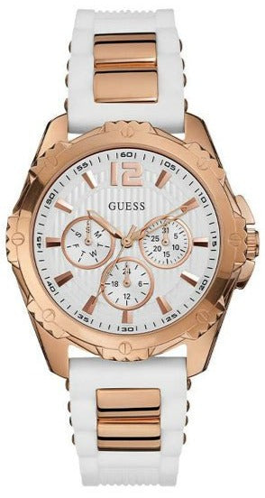  Shop Authentic Guess Intrepid White Dial Two Tone Silicone Strap Watch For Women - W0325L6 - Luxxuri