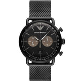  Shop Authentic Emporio Armani Aviator Black Dial Black Mesh Bracelet Watch For Men - AR11142 - Luxxuri