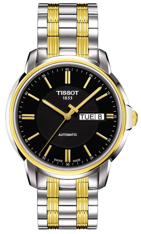  Shop Authentic Tissot Automatics III Day Date Black Dial Two Tone Steel Strap Watch For Men - T065.430.22.051.00 - Luxxuri