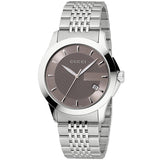  Shop Authentic Gucci G Timeless Brown Dial Silver Steel Strap Watch For Women - YA126503 - Luxxuri