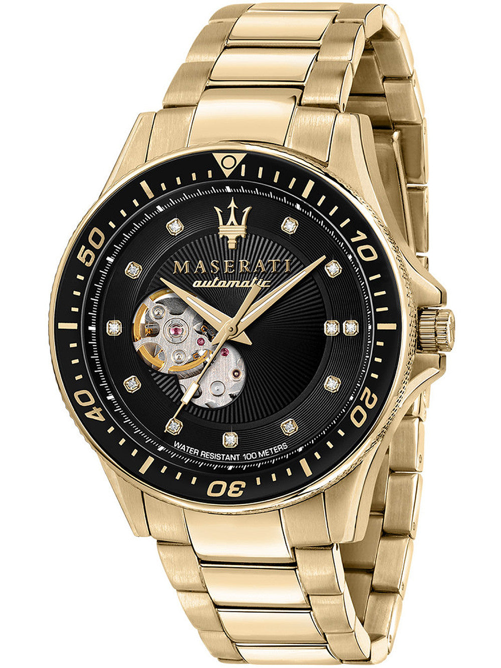  Shop Authentic Maserati SFIDA Black Dial Yellow Gold Toned Stainless Steel Watch For Men - R8823140003 - Luxxuri