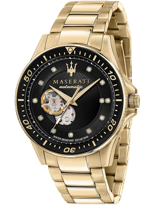  Shop Authentic Maserati SFIDA Black Dial Yellow Gold Toned Stainless Steel Watch For Men - R8823140003 - Luxxuri