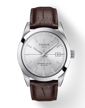  Shop Authentic Tissot Gentleman Powermatic 80 Silicium Silver Dial Brown Leather Strap Watch For Men - T127.407.16.031.01 - Luxxuri