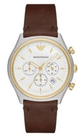  Shop Authentic Emporio Armani Chronograph White Dial Brown Leather Strap Watch For Men - AR11033 - Luxxuri