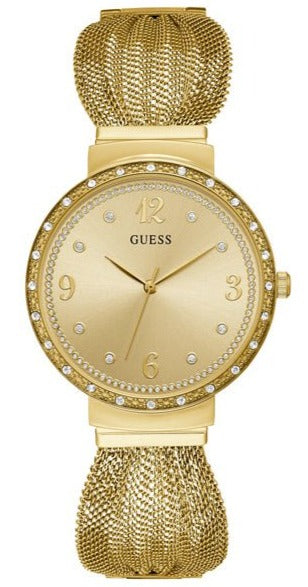  Shop Authentic Guess Chiffon Gold Dial Gold Mesh Bracelet Watch For Women - W1083L2 - Luxxuri