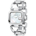  Shop Authentic Gucci G-Class Mother of Pearl Dial Silver Steel Strap Watch For Women - YA125404 - Luxxuri