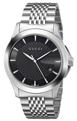  Shop Authentic Gucci G Timeless Black Dial Silver Steel Strap Watch For Men - YA126402 - Luxxuri