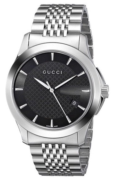  Shop Authentic Gucci G Timeless Black Dial Silver Steel Strap Watch For Men - YA126402 - Luxxuri