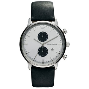  Shop Authentic Emporio Armani Gianni White Dial Black Leather Strap Watch For Men - AR0385 - Luxxuri