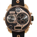  Shop Authentic Diesel Big Daddy Gold & Black Dial Black Leather Strap Watch For Men - DZ7261 - Luxxuri