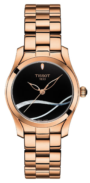  Shop Authentic Tissot T Wave Black Dial Rose Gold Steel Strap Watch For Women - T112.210.33.051.00 - Luxxuri