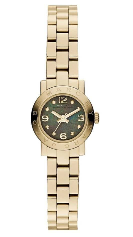  Shop Authentic Marc Jacobs Amy Mother of Pearl Black Dial Gold Steel Strap Watch for Women - MBM3275 - Luxxuri