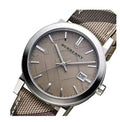 Burberry The City Grey Dial Checked Grey Leather Strap Watch for Women - BU9118