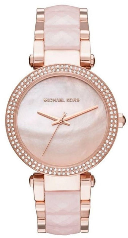  Shop Authentic Michael Kors Parker Mother of Pearl Pink Dial Two Tone Steel Strap Watch for Women - MK6402 - Luxxuri