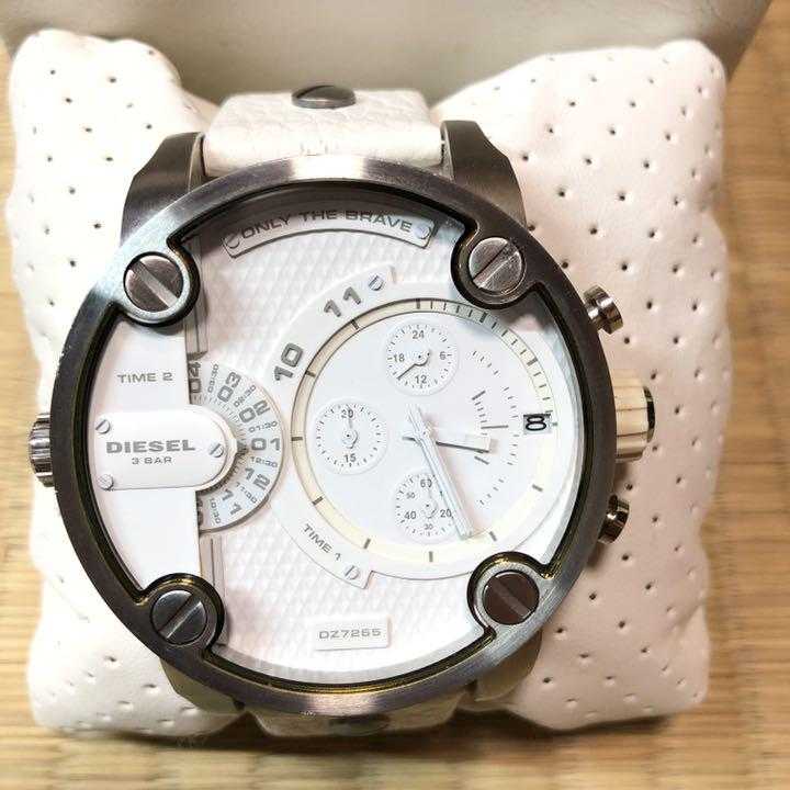  Shop Authentic Diesel Badass Chronograph White Dial White Leather Strap Watch For Men - DZ7265 - Luxxuri