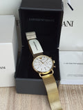  Shop Authentic Emporio Armani Aviator Chronograph Quartz Beige Dial Gold Mesh Bracelet Watch For Men - AR11315 - Luxxuri