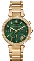  Shop Authentic Michael Kors Parker Chronograph Green Dial Gold Steel Strap Watch for Women - MK6263 - Luxxuri