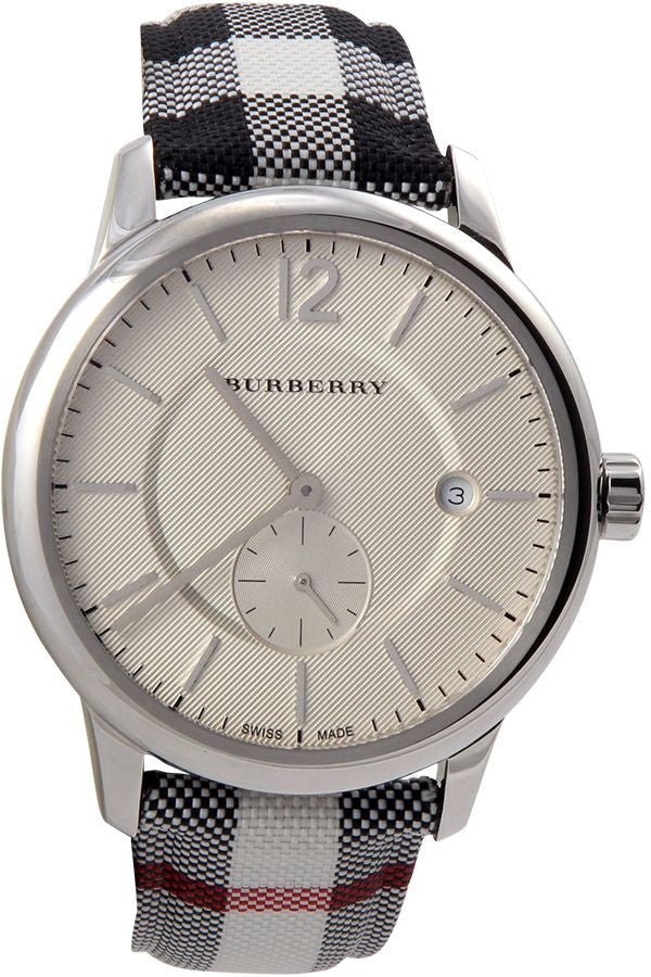  Shop Authentic Burberry The Classic Horseferry Silver Dial Black Leather Strap Watch for Men - BU10002 - Luxxuri