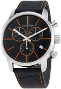  Shop Authentic Calvin Klein City Chronograph Black Dial Black Leather Strap Watch for Men - K2G271C1 - Luxxuri